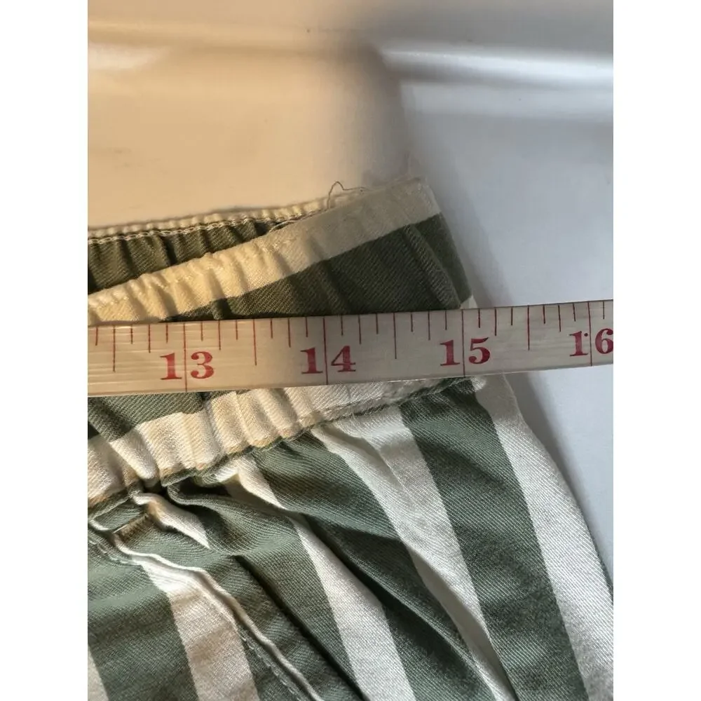 Asos Pull On Shorts Mens 34 Green Striped Drawstring Stretch Elastic Waist 8”
